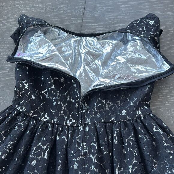 Justice Girl’s Size 10 Black Silver Dress Casual Formal Special Wear Lace EUC - Picture 10 of 12